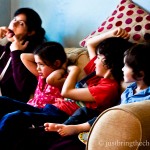 family on sofa