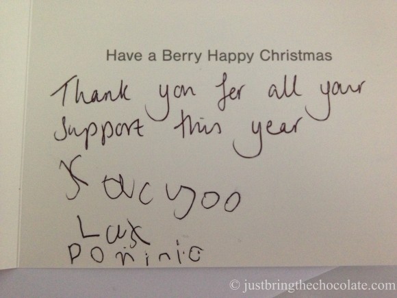 Funny rude Christmas card written by Dominic