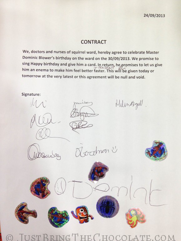 Contract between Dominic Blower and the surgeons at Great Ormond Street hospital